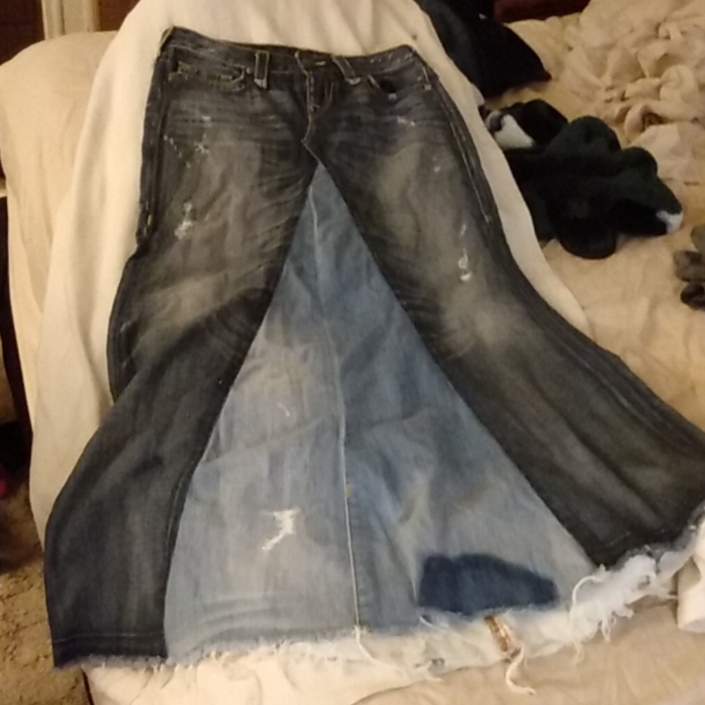 Long denim skirt